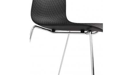 Chaise design noire empilable pied chromé -VERO