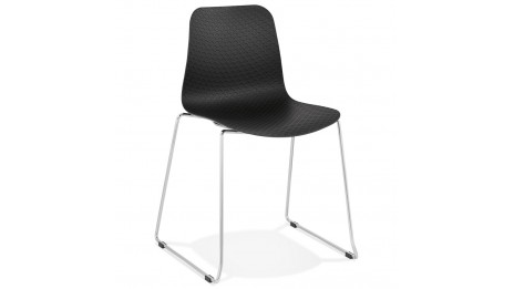 Chaise design noire empilable pied chromé -VERO