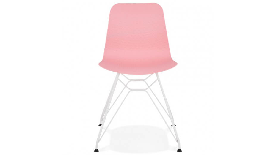 Chaise design Rose pied blanc - Lassy Chaise design Rose pied blanc - Lassy
