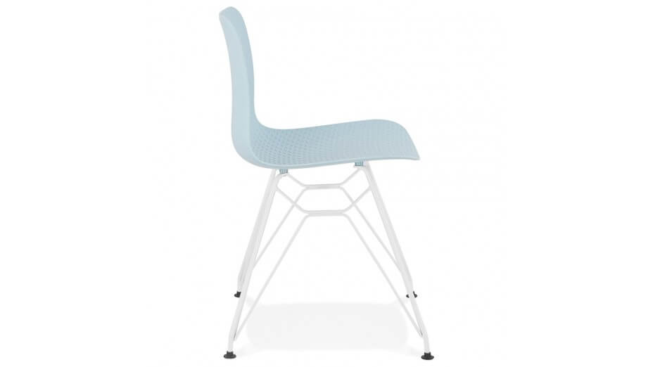 Chaise design Bleu pied blanc - Lassy