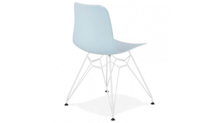 Chaise design Bleu pied blanc - Lassy