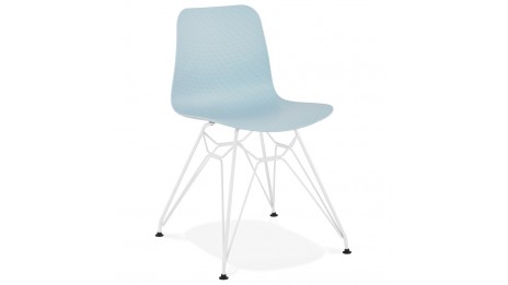 Chaise design Bleu pied blanc - Lassy