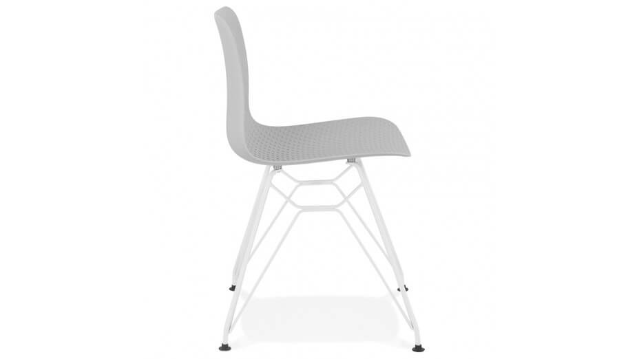 Chaise design Grise pied blanc - Lassy