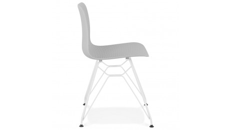 Chaise design Grise pied blanc - Lassy