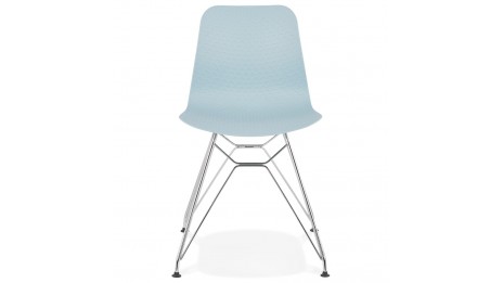 Chaise design Bleu pied chromé - Lassy