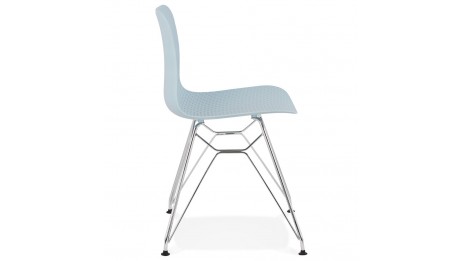 Chaise design Bleu pied chromé - Lassy