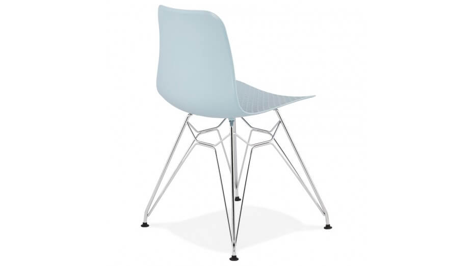 Chaise design Bleu pied chromé - Lassy
