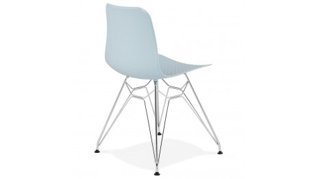 Chaise design Bleu pied chromé - Lassy
