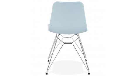 Chaise design Bleu pied chromé - Lassy