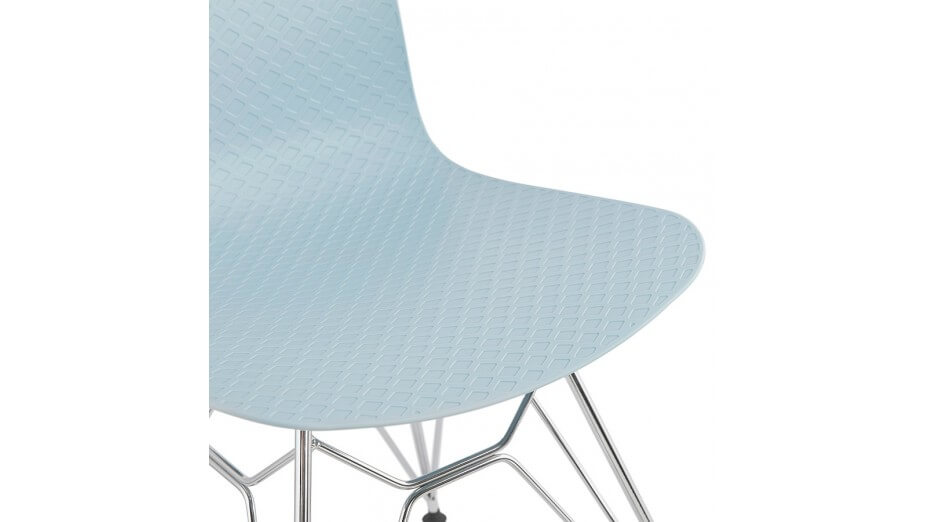 Chaise design Bleu pied chromé - Lassy