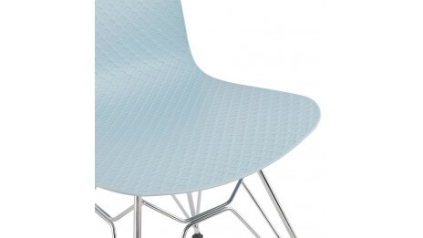 Chaise design Bleu pied chromé - Lassy