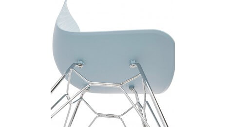 Chaise design Bleu pied chromé - Lassy