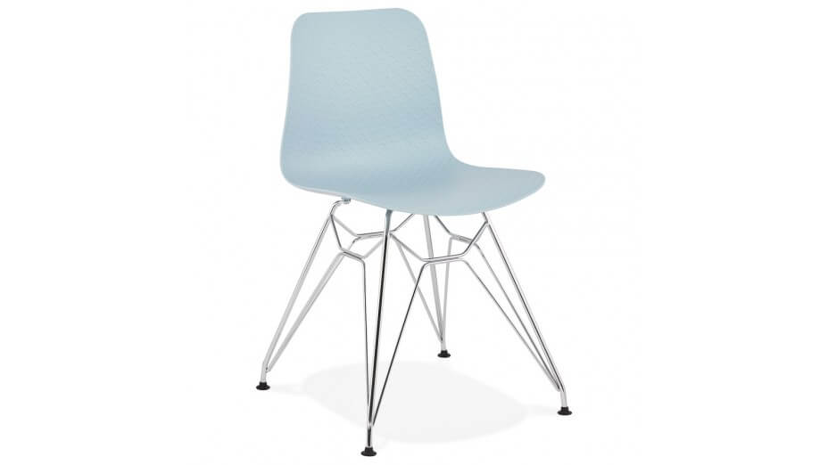 Chaise design Bleu pied chromé - Lassy