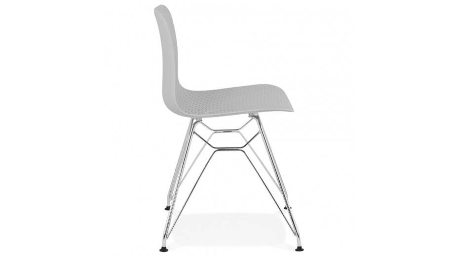 Chaise design Grise pied chromé - Lassy