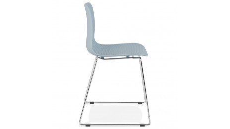 Chaise design bleu empilable pied chromé - VERO