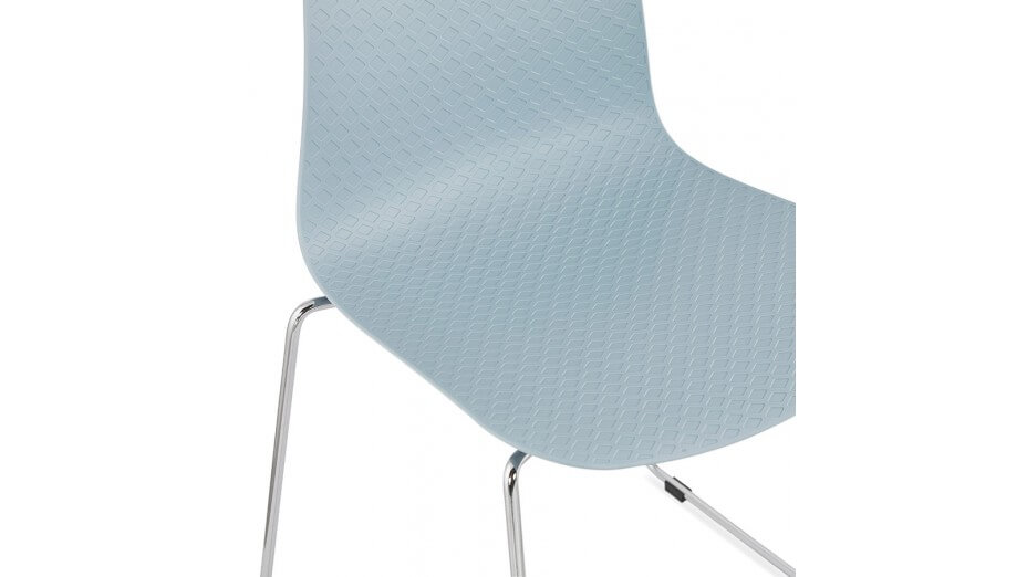 Chaise design bleu empilable pied chromé - VERO