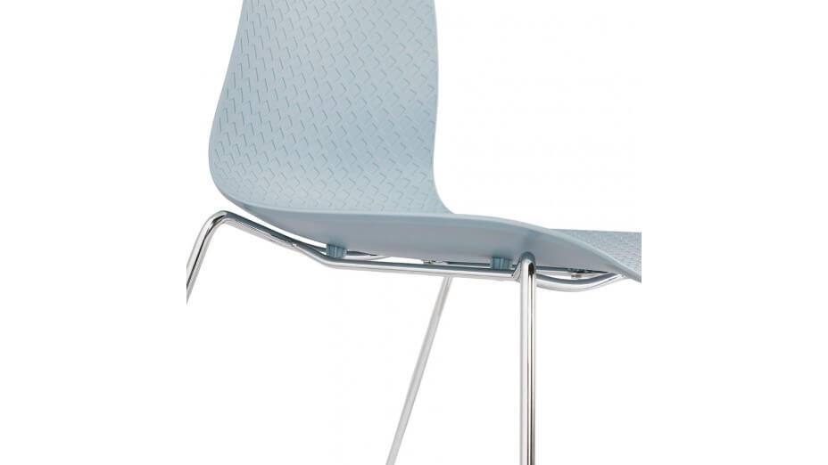 Chaise design bleu empilable pied chromé - VERO