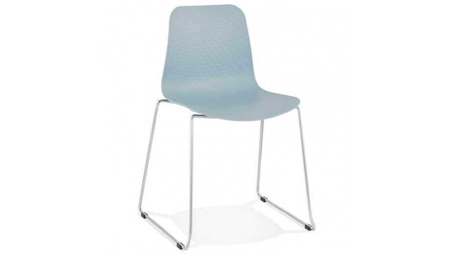 Chaise design bleu empilable pied chromé - VERO