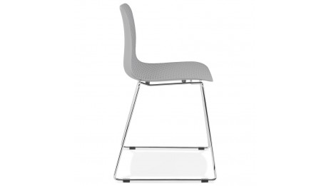 Chaise design Grise empilable pied chromé - VERO