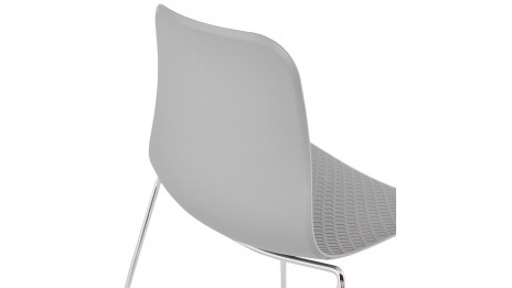 Chaise design Grise empilable pied chromé - VERO