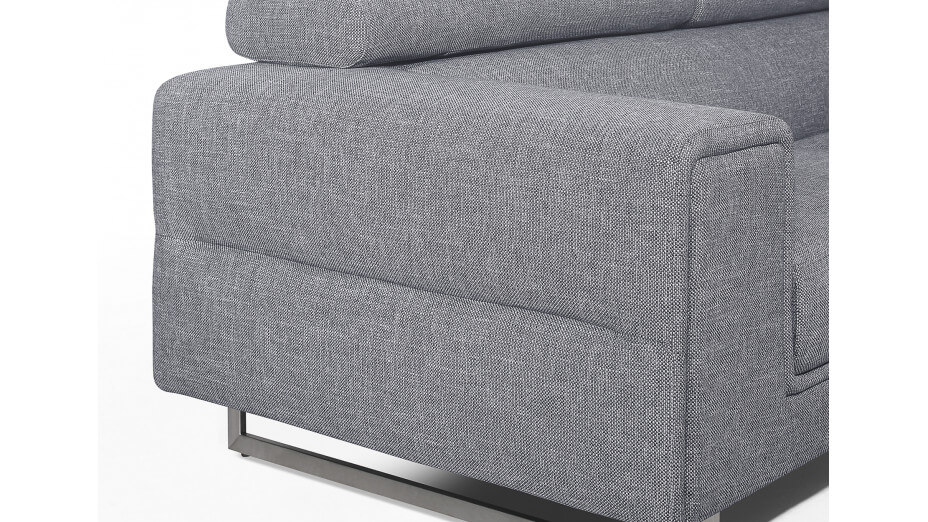 Canapé en tissu design 2 places gris avec têtières Street