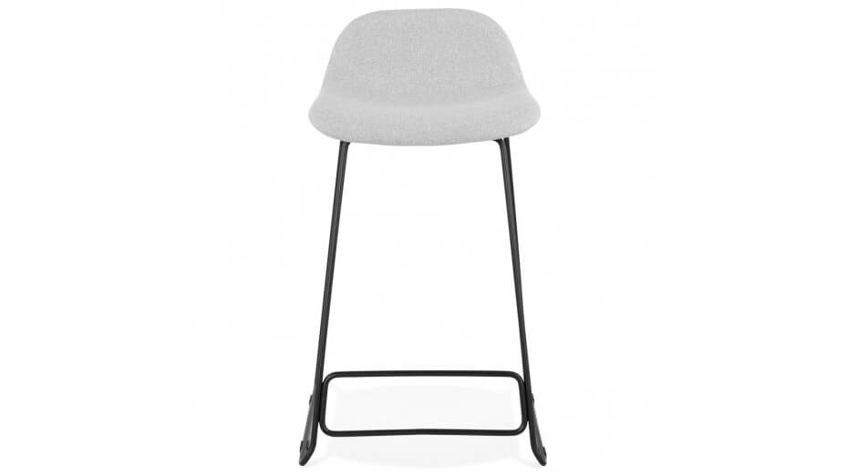 Tabouret snack Mi-hauteur tissu gris clair pied métal noir - Aldrin