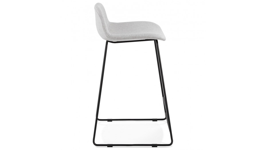 Tabouret snack Mi-hauteur tissu gris clair pied métal noir - Aldrin