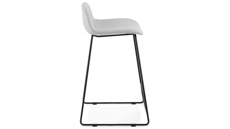 Tabouret snack Mi-hauteur tissu gris clair pied métal noir - Aldrin