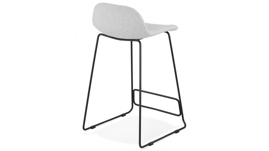 Tabouret snack Mi-hauteur tissu gris clair pied métal noir - Aldrin