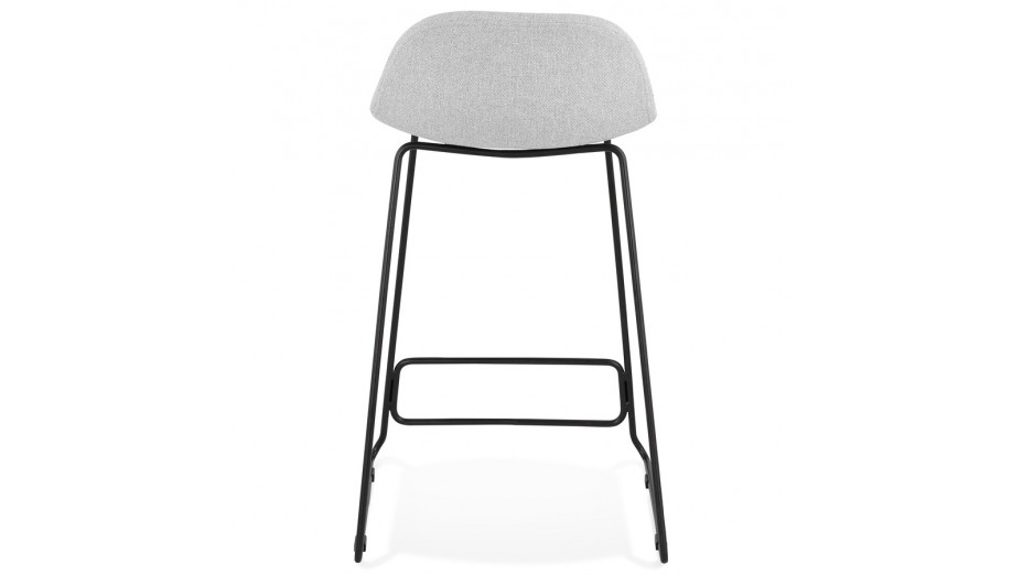 Tabouret snack Mi-hauteur tissu gris clair pied métal noir - Aldrin