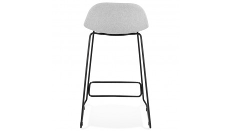 Tabouret snack Mi-hauteur tissu gris clair pied métal noir - Aldrin