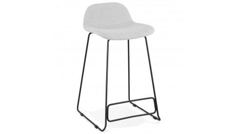 Tabouret snack Mi-hauteur tissu gris clair pied métal noir - Aldrin