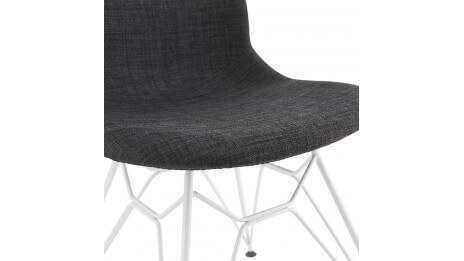 Chaise design Tissu gris anthracite pied blanc - Nala