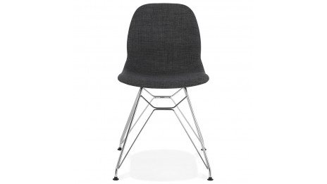 Chaise design Tissu gris anthracite pied métal chromé - Nala