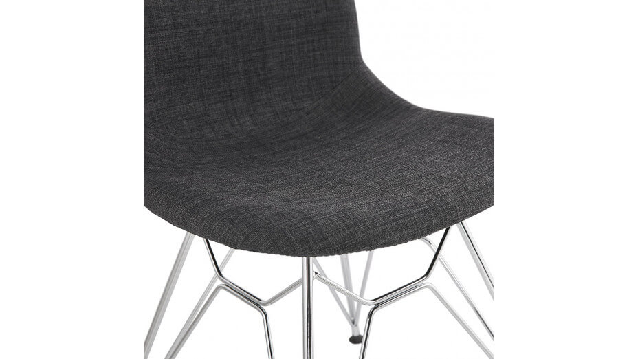 Chaise design Tissu gris anthracite pied métal chromé - Nala