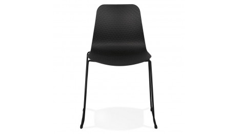 Chaise design noire empilable pied métal noir -VERO