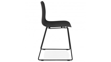 Chaise design noire empilable pied métal noir -VERO