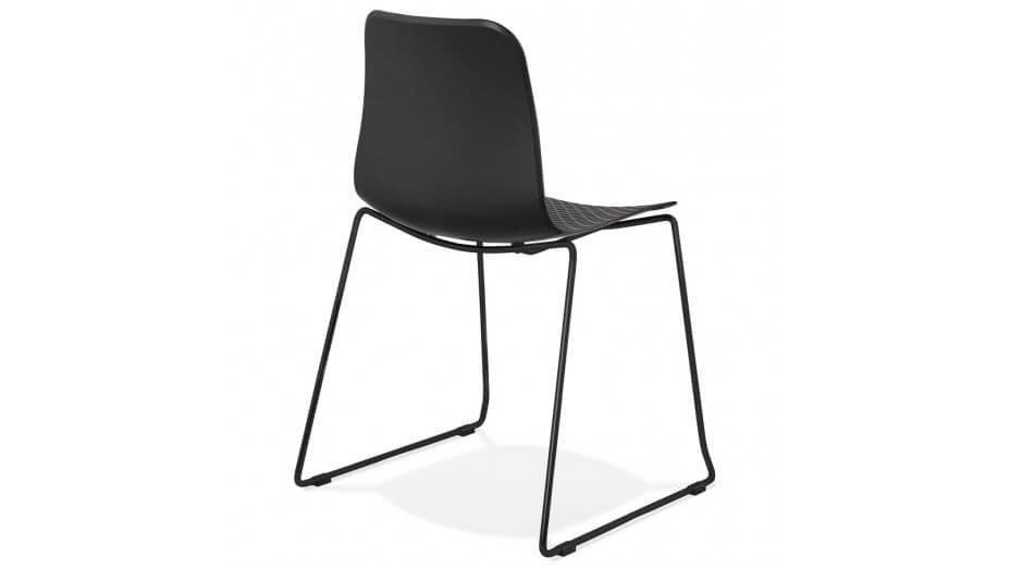 Chaise design noire empilable pied métal noir -VERO