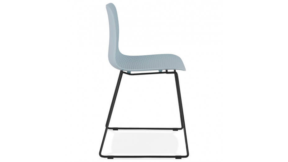 Chaise design bleu empilable pied métal noir - VERO