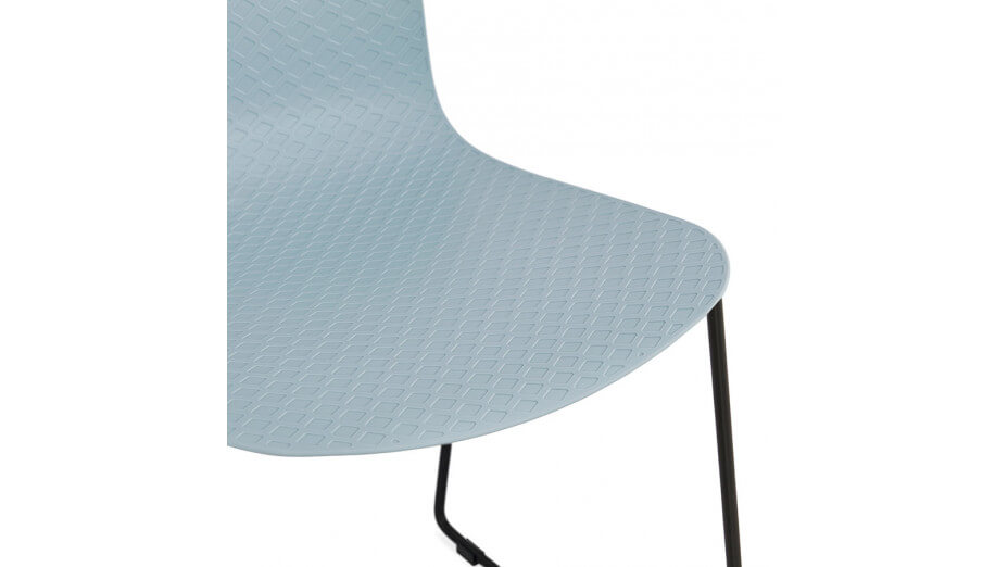 Chaise design bleu empilable pied métal noir - VERO