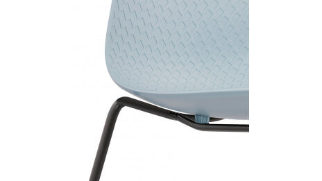 Chaise design bleu empilable pied métal noir - VERO