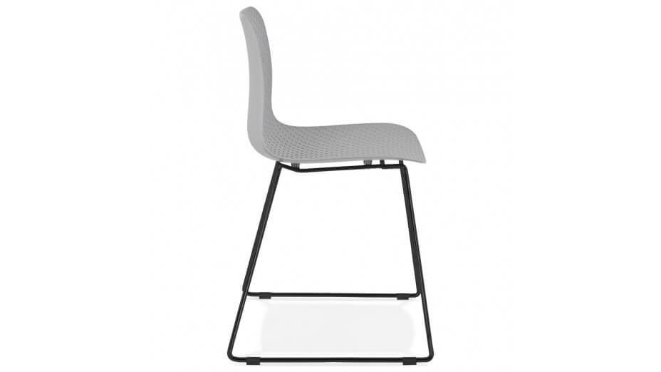 Chaise design Grise empilable pied métal noir - VERO