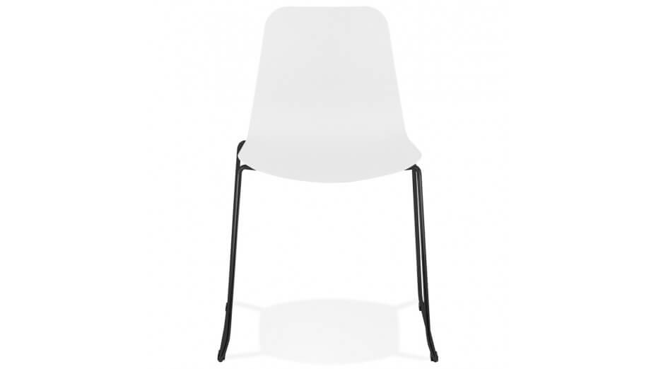 Chaise design blanche empilable pied métal noir - VERO