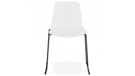 Chaise design blanche empilable pied métal noir - VERO