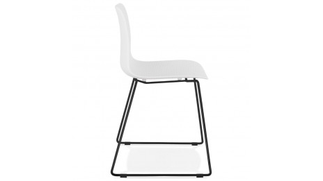 Chaise design blanche empilable pied métal noir - VERO