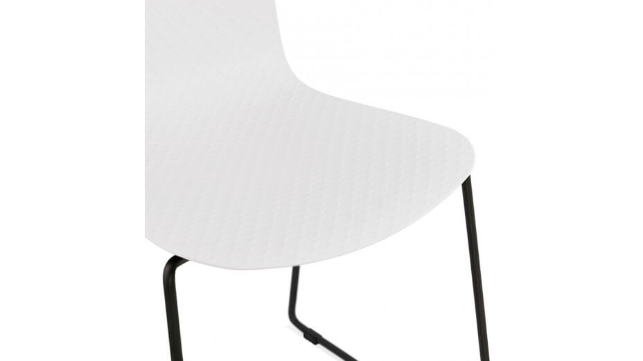 Chaise design blanche empilable pied métal noir - VERO