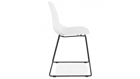 Chaise empilable blanche pied métal noir - Valou