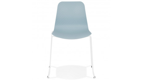 Chaise design bleu empilable pied métal blanc - VERO