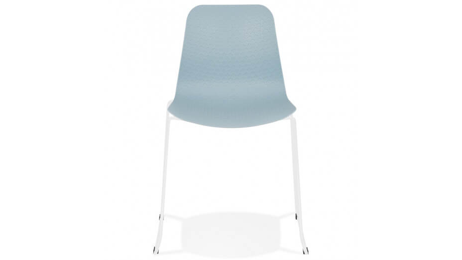 Chaise design bleu empilable pied métal blanc - VERO