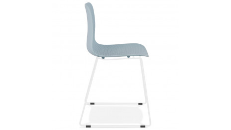 Chaise design bleu empilable pied métal blanc - VERO